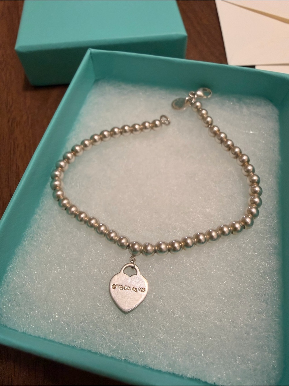 Tiffany & Co. Return to Tiffany Heart Tag 4mm Bead Bracelet Sterling Silver 7” - Picture 6 of 10